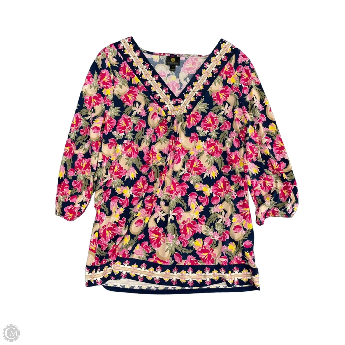 Top Long Sleeve By Jm Collections In Floral Print, Size: M