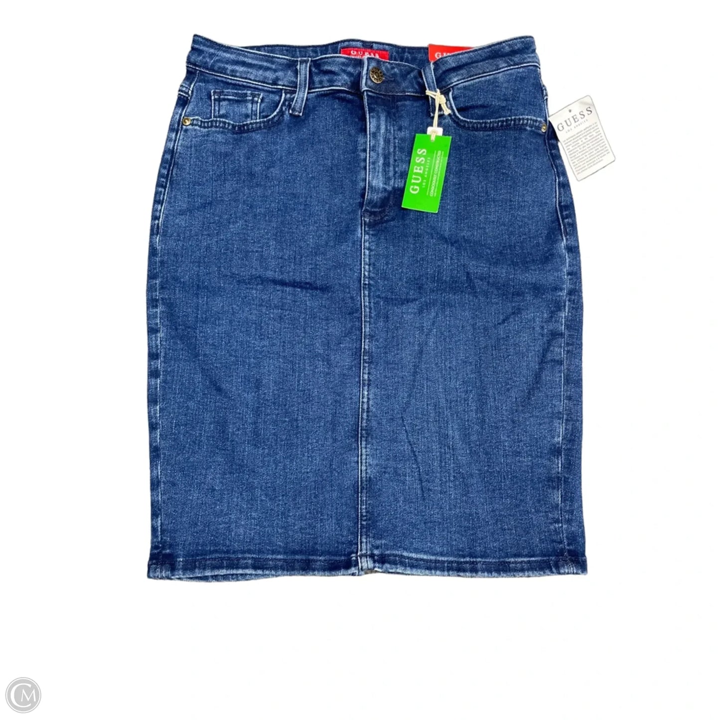 Skirt Midi By Guess In Blue Denim, Size: 8