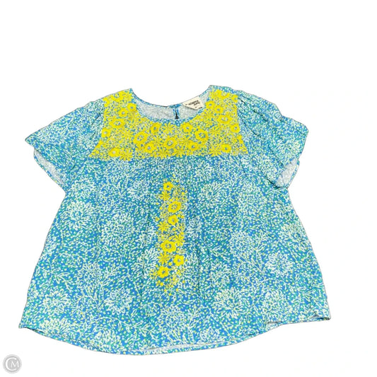 Top Short Sleeve By Savanna Jane In Blue & Yellow, Size: 3x