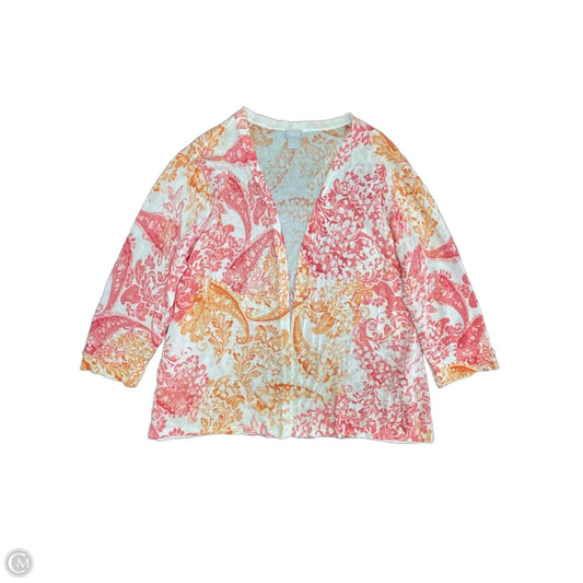 Cardigan By Chicos In Orange & Pink, Size: Xxl