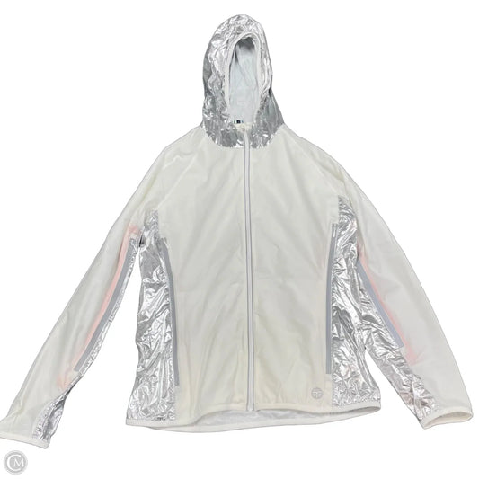 Jacket Designer By Tory Burch In Silver & White, Size: M
