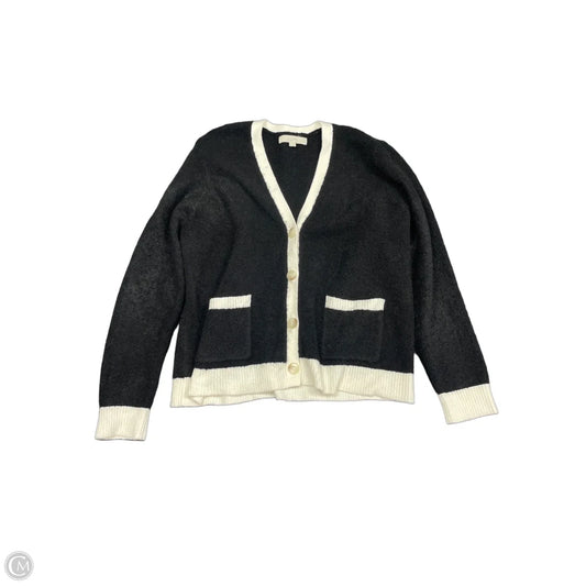 Sweater Cardigan By Loft In Black & Cream, Size: Xxl