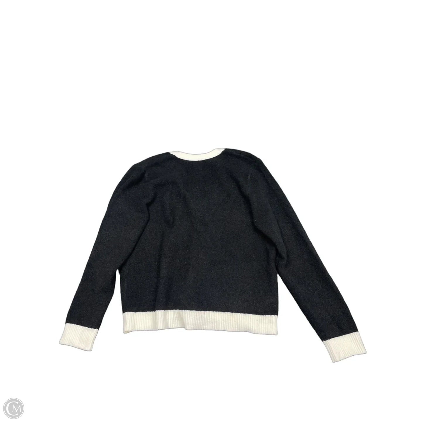 Sweater Cardigan By Loft In Black & Cream, Size: Xxl