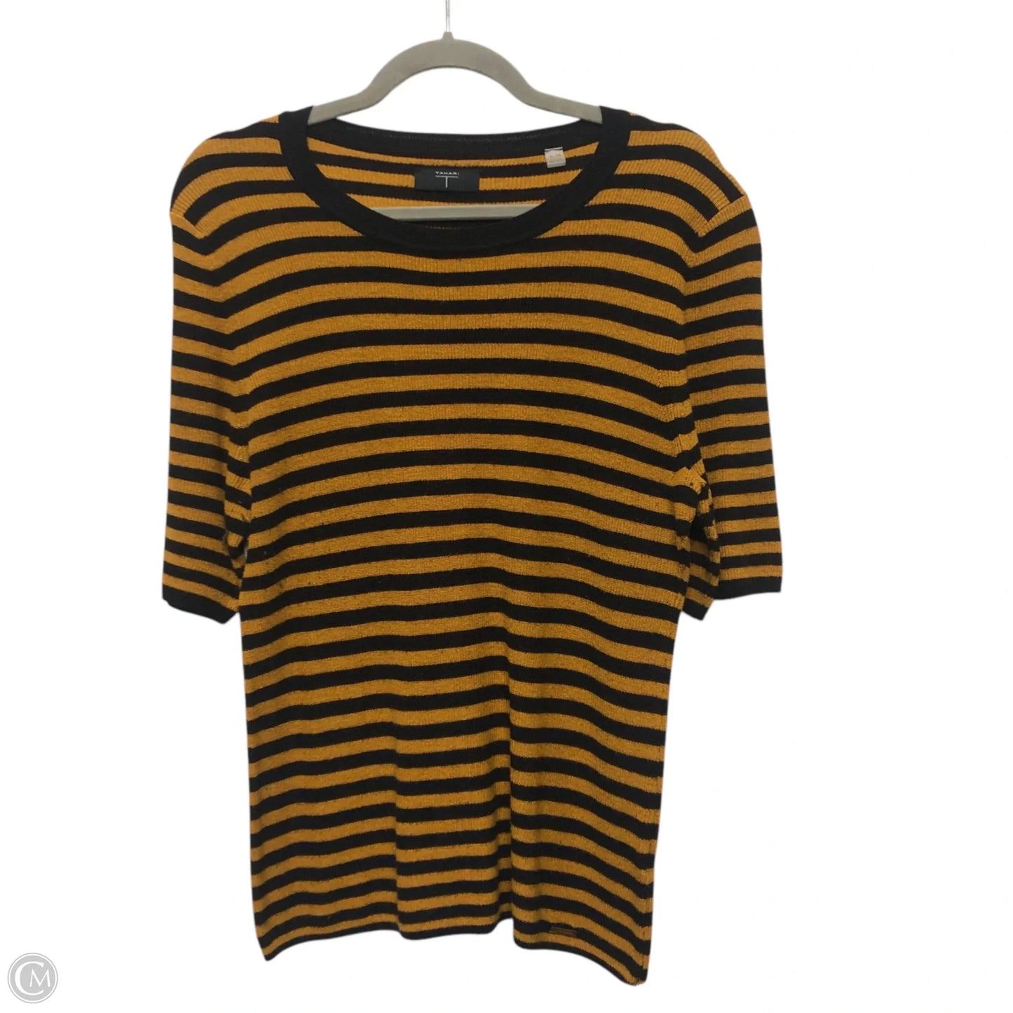 Sweater Short Sleeve By T Tahari In Black & Yellow, Size: Xl