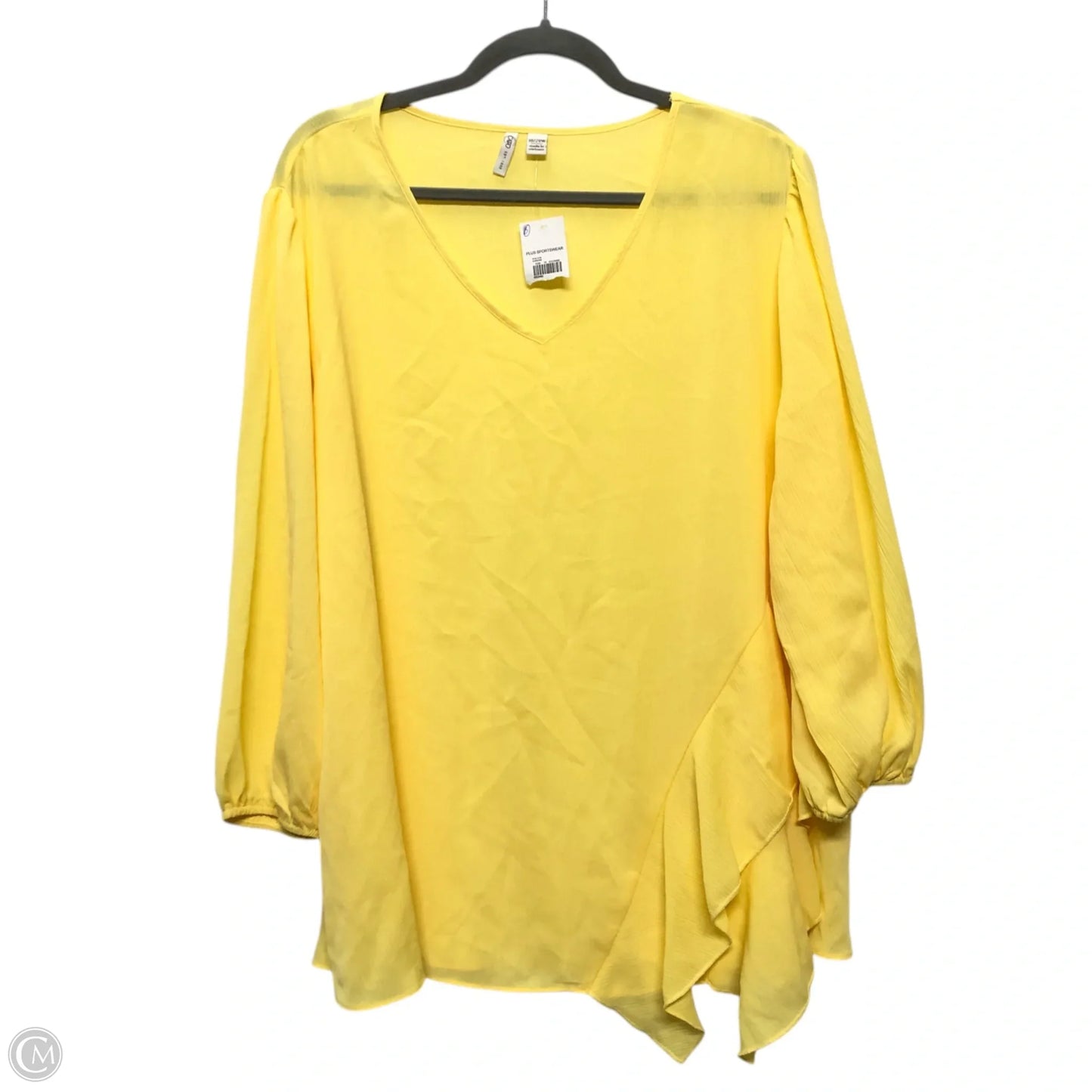 Blouse Long Sleeve By Cato In Yellow, Size: 18