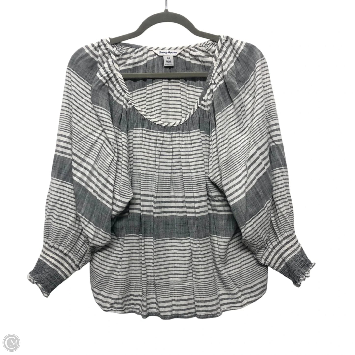 Top 3/4 Sleeve By Tommy Bahama In Grey & White, Size: S