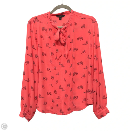 Blouse Long Sleeve By Banana Republic In Coral, Size: S