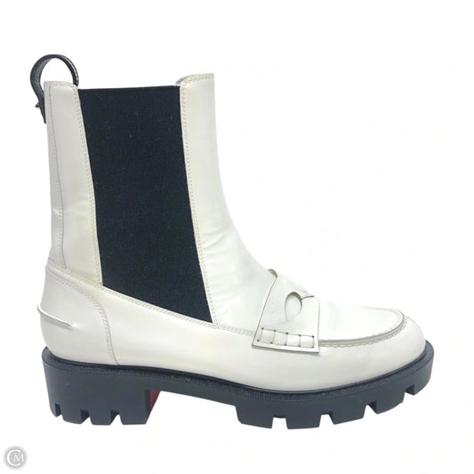 Boots Luxury Designer By Christian Louboutin In White, Size: 8.5
