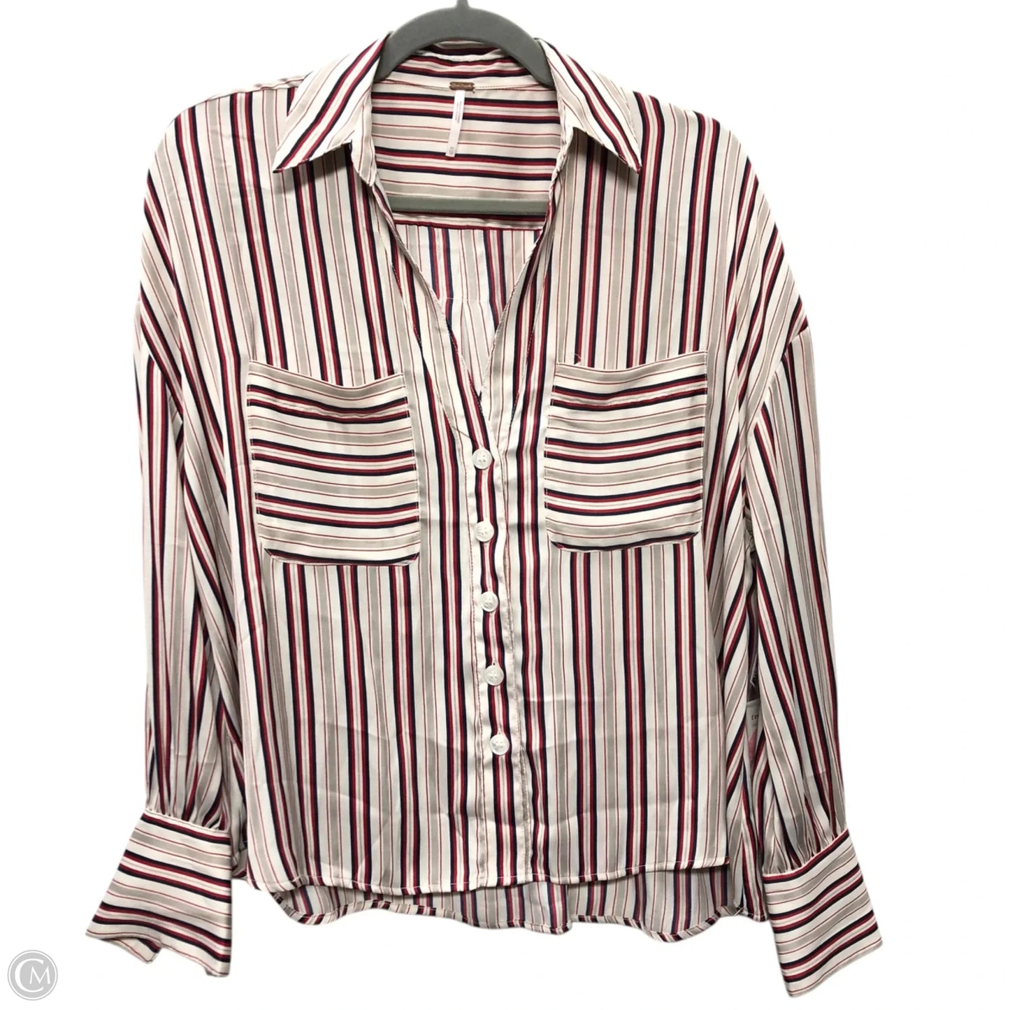 Blouse Long Sleeve By Free People In Striped Pattern, Size: Xs