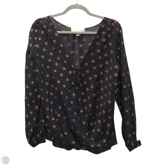 Blouse Long Sleeve By Nicole Miller In Black & Red, Size: S