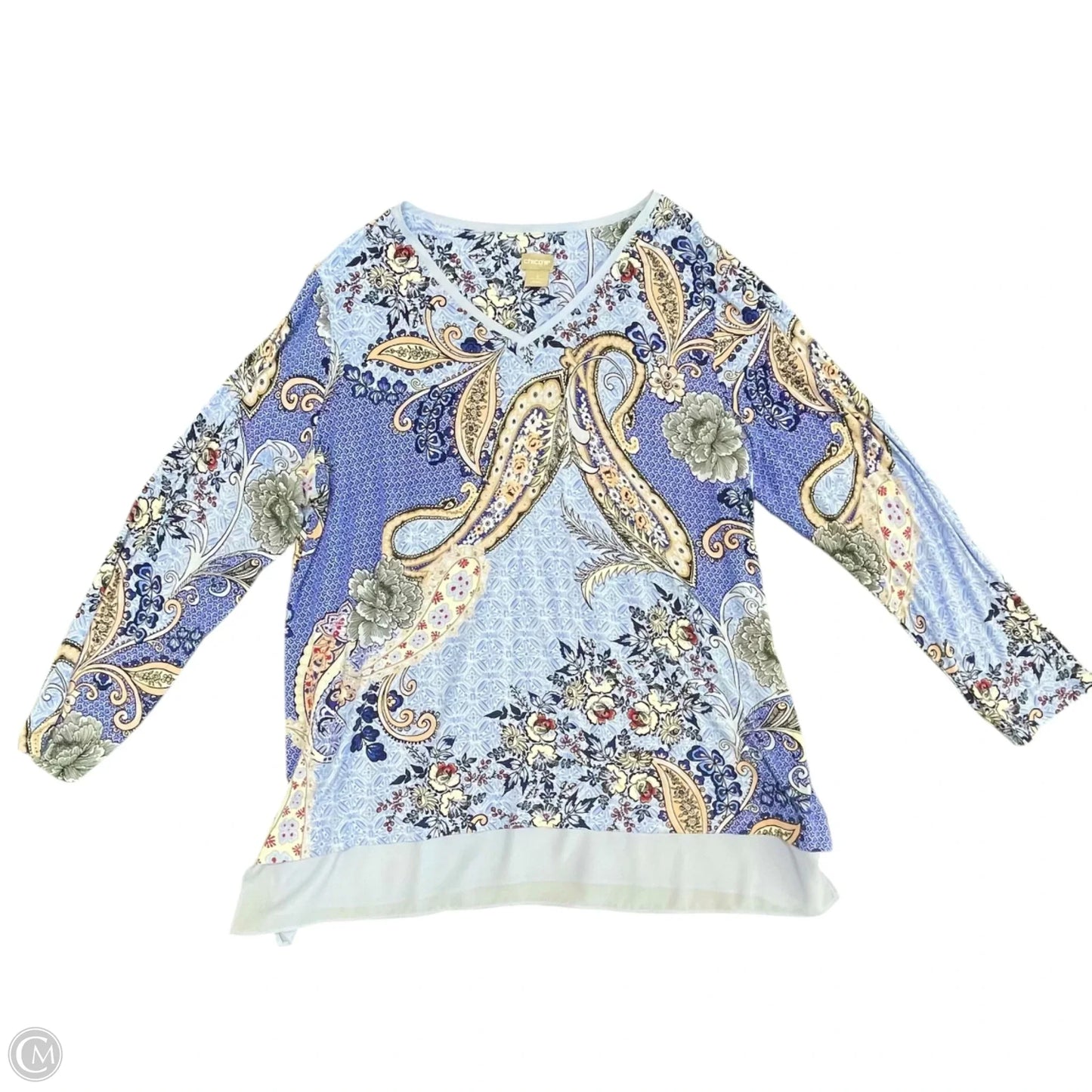 Top Long Sleeve By Chicos In Blue, Size: Xl