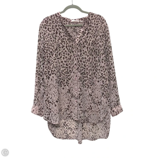 Blouse Long Sleeve By Belle By Kim Gravel In Brown & Pink, Size: L