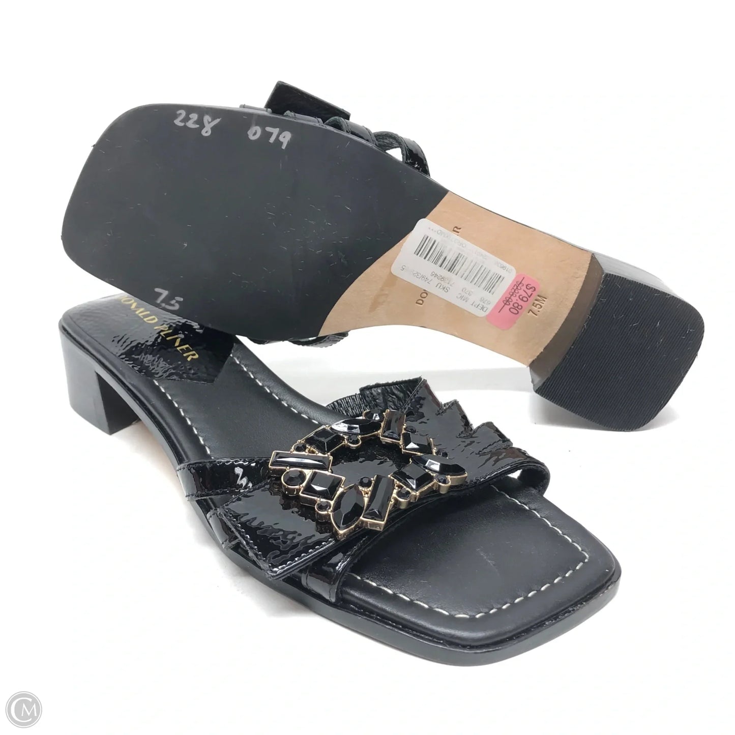 Sandals Heels Block By Donald Pliner In Black, Size: 7.5
