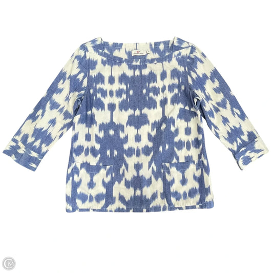 Tunic 3/4 Sleeve By Vineyard Vines In Blue & White, Size: S
