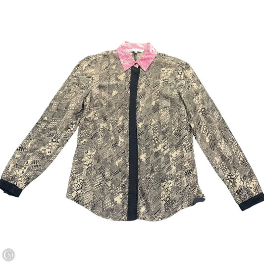Blouse Long Sleeve By Trina Turk In Black & Tan, Size: M