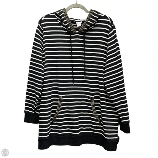 Sweatshirt Hoodie By Chicos In Black & White, Size: Xl