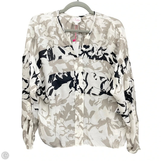 Blouse Long Sleeve By Parker In Black & Cream, Size: S