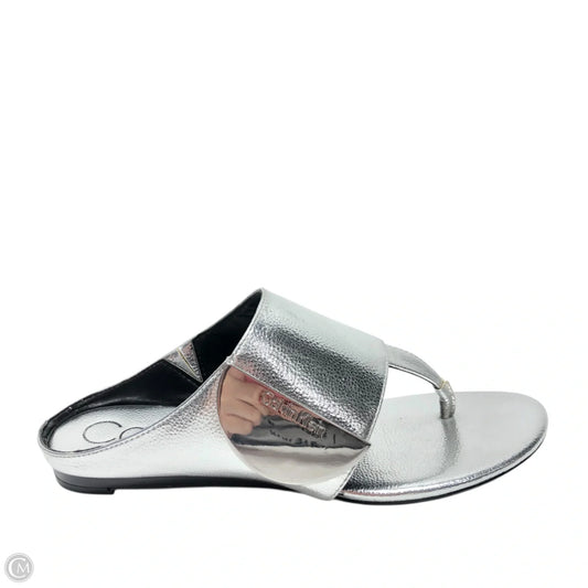 Sandals Flats By Calvin Klein In Silver, Size: 8