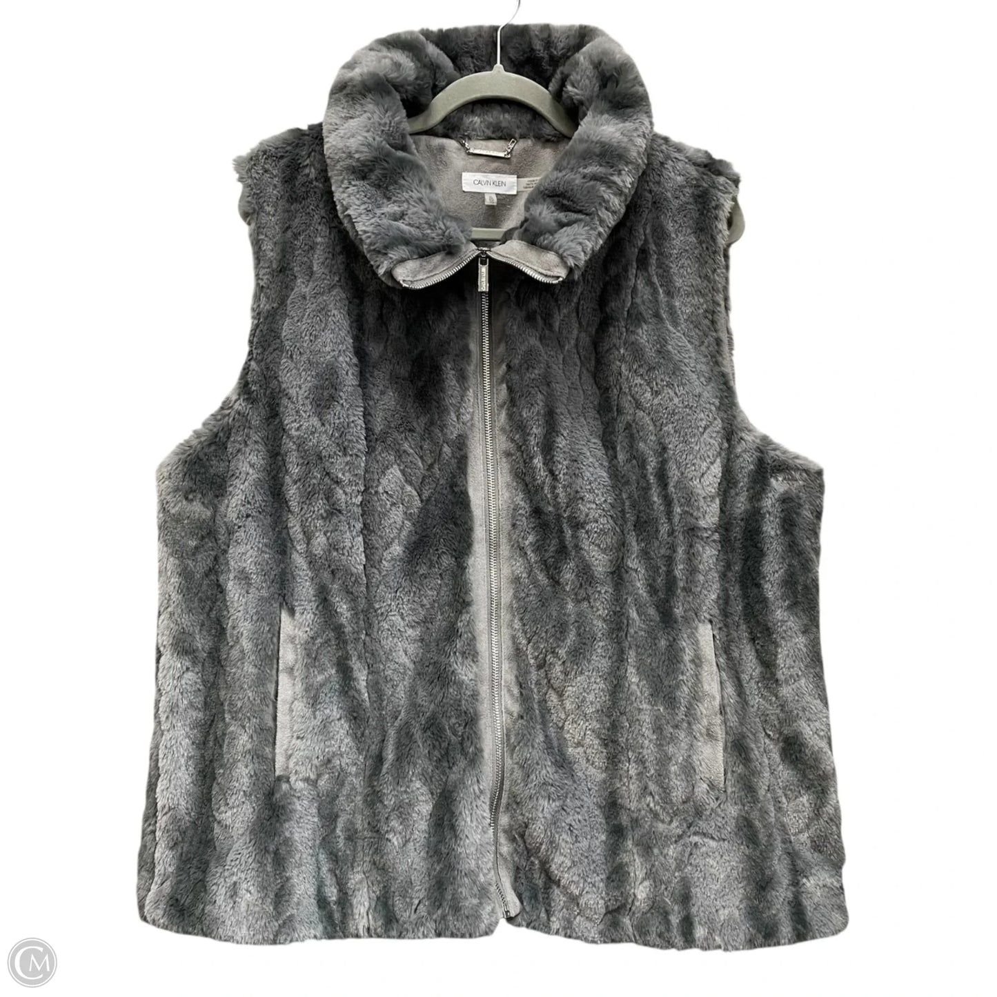 Vest Faux Fur & Sherpa By Calvin Klein In Grey, Size: Xl