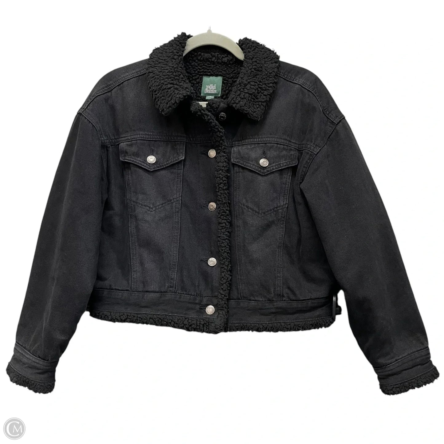 Jacket Faux Fur & Sherpa By Wild Fable In Black Denim, Size: Xs