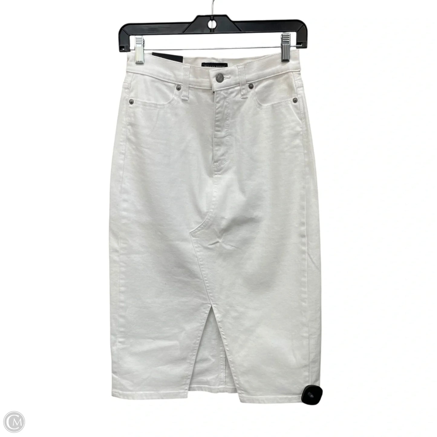 Skirt Midi By Banana Republic In White Denim, Size: 0