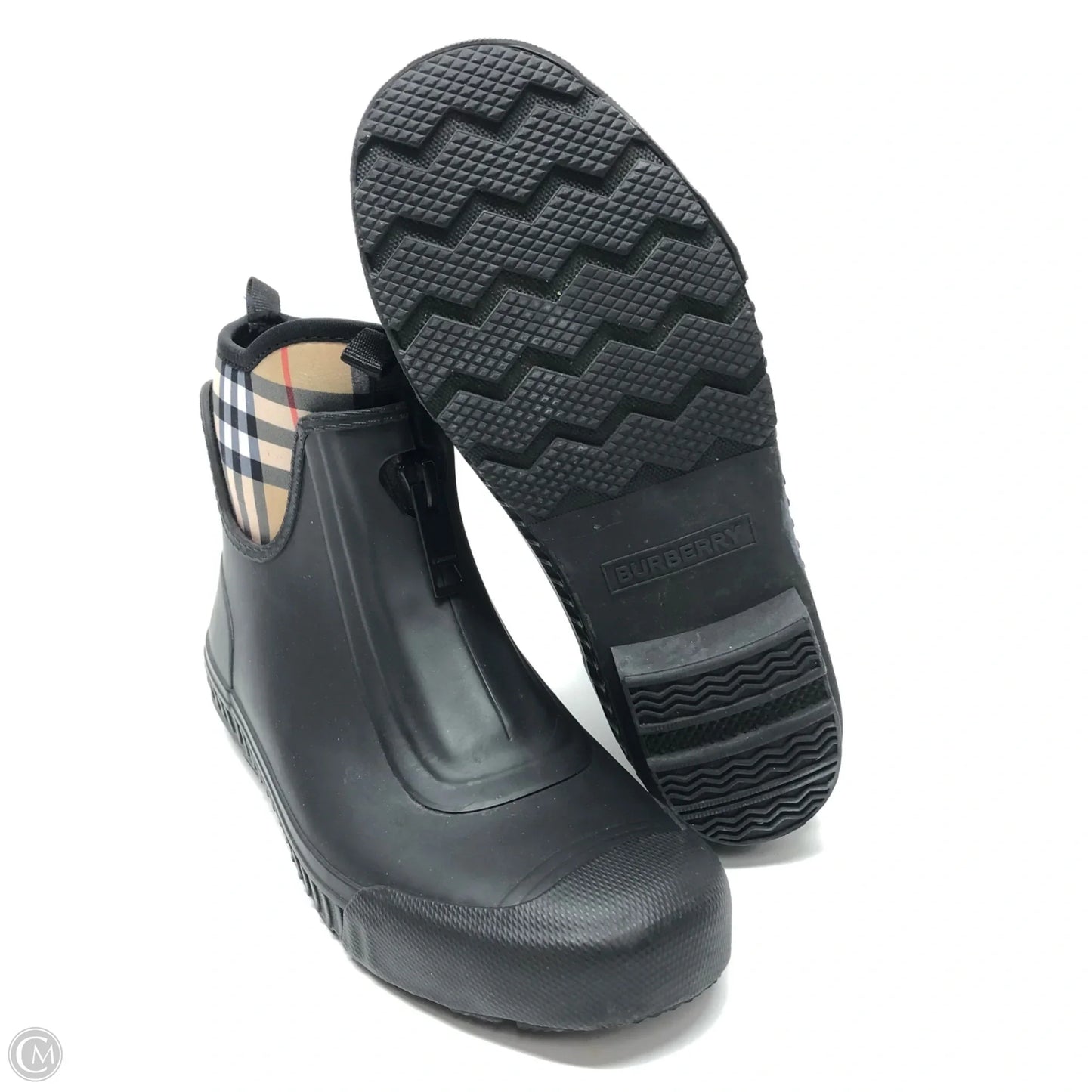 Boots Luxury Designer By Burberry In Black, Size: 8.5