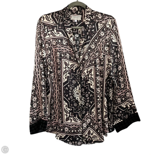 Blouse Long Sleeve By Johnny Was In Black & Cream, Size: L