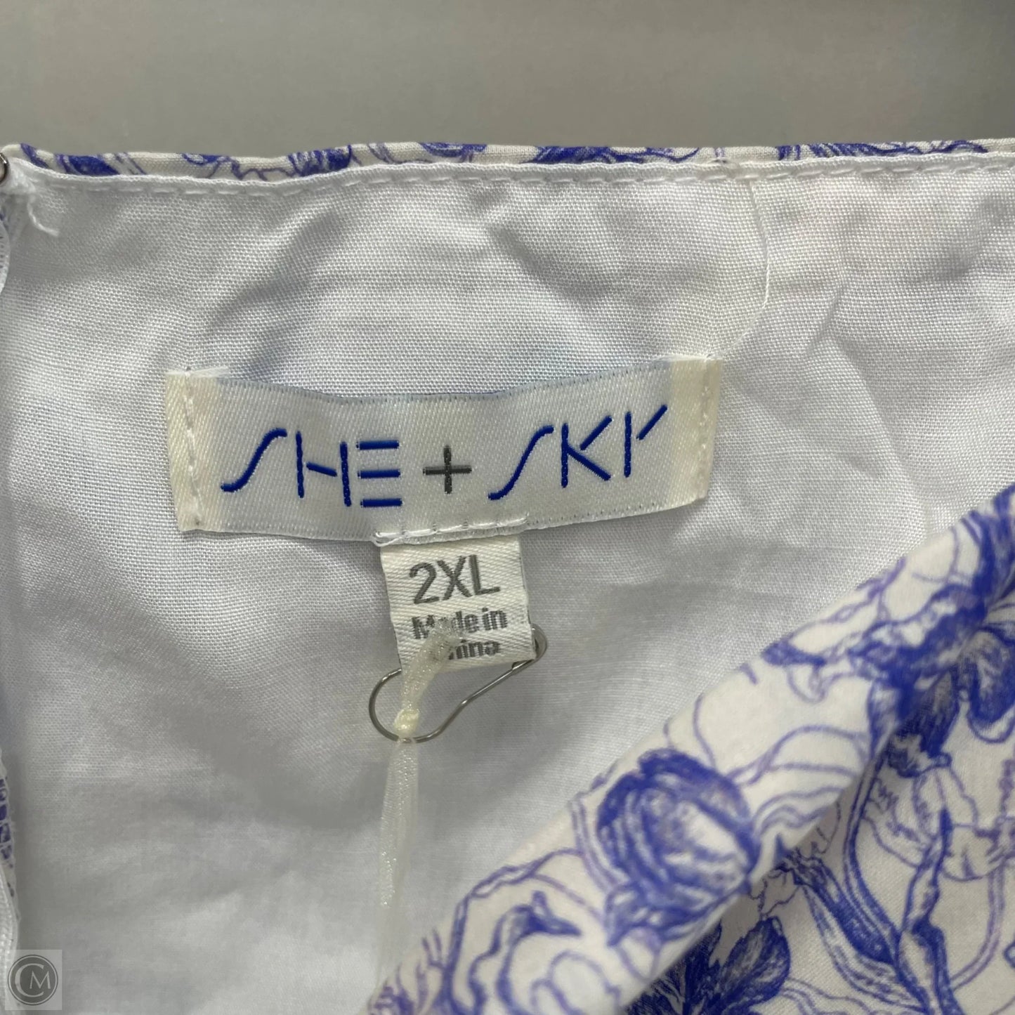 Tunic Short Sleeve By She + Sky In Blue & White, Size: 2x