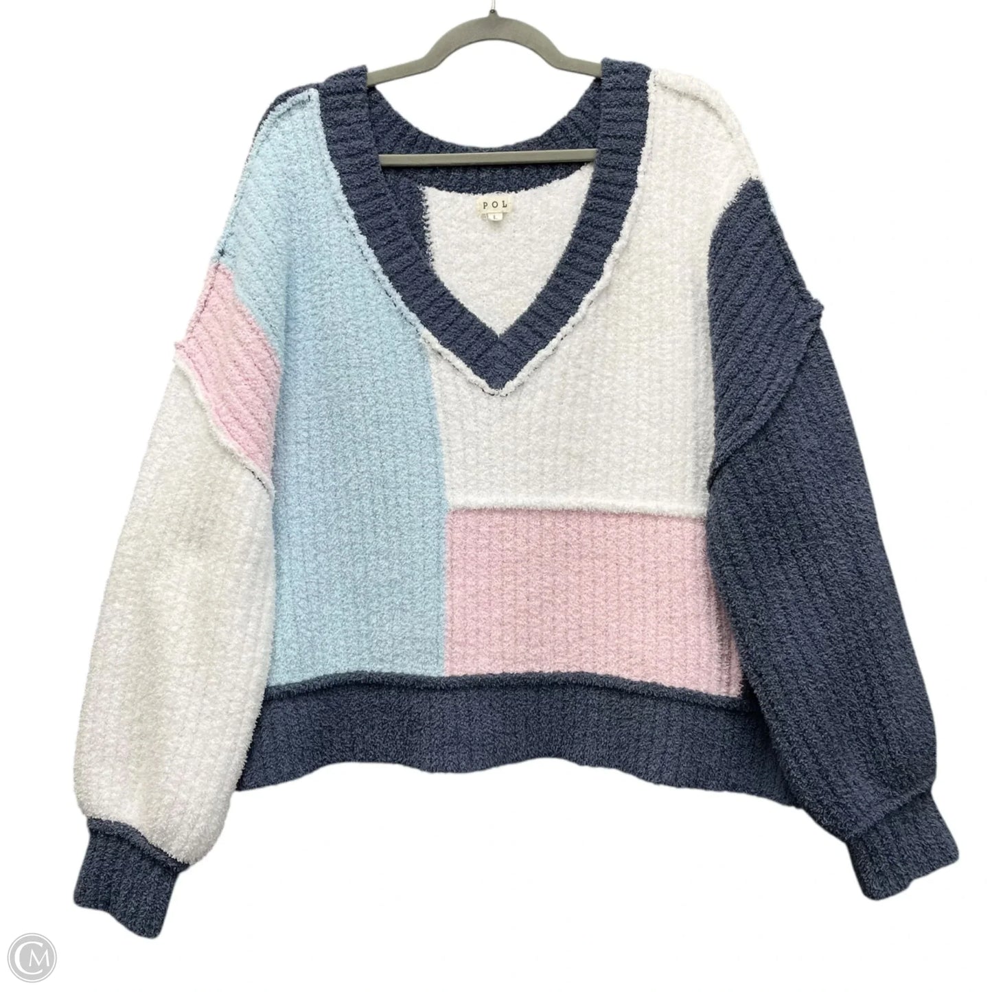 Sweater By Pol In Blue & Pink, Size: L
