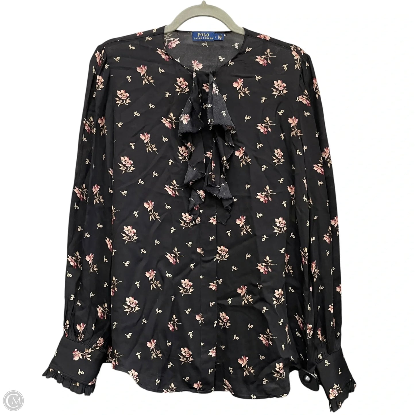 Blouse Long Sleeve By Polo Ralph Lauren In Black, Size: 2
