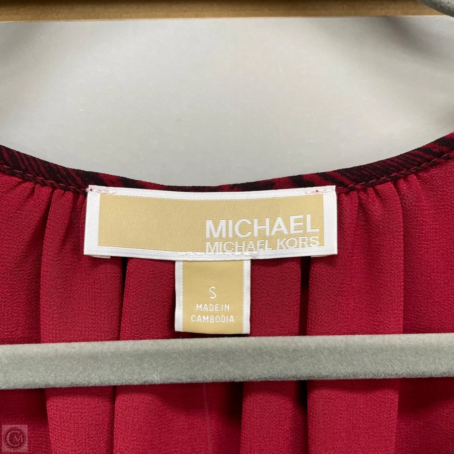 Blouse Long Sleeve By Michael By Michael Kors In Black & Red, Size: S
