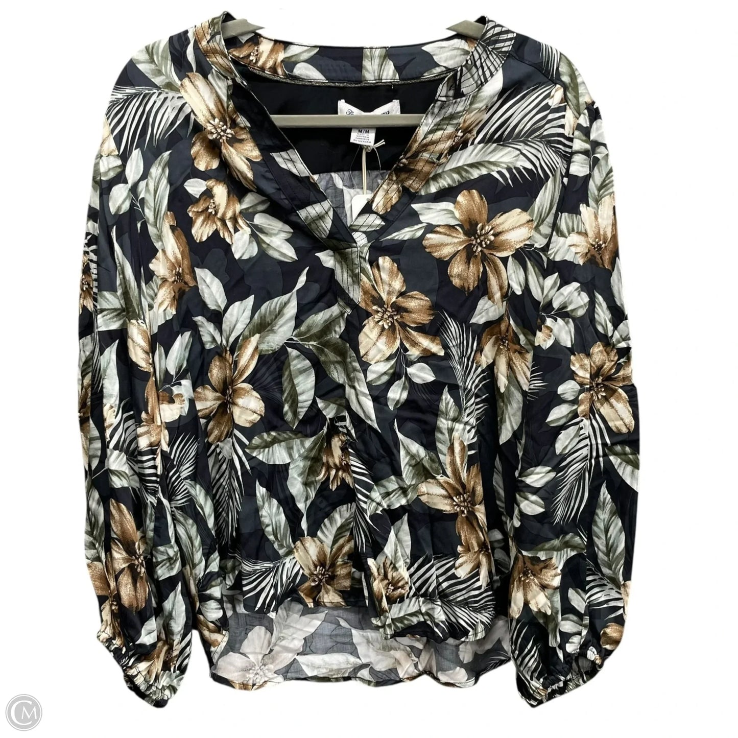 Blouse Long Sleeve By Tommy Bahama In Tropical Print, Size: M