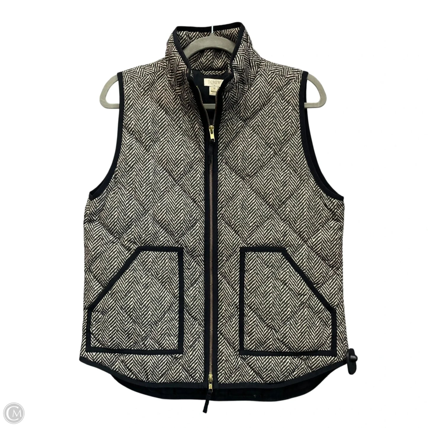Vest Puffer & Quilted By J. Crew In Black & Tan, Size: M