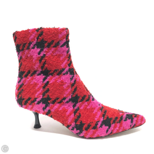 Boots Ankle Heels By Betsey Johnson In Pink & Red, Size: 6.5
