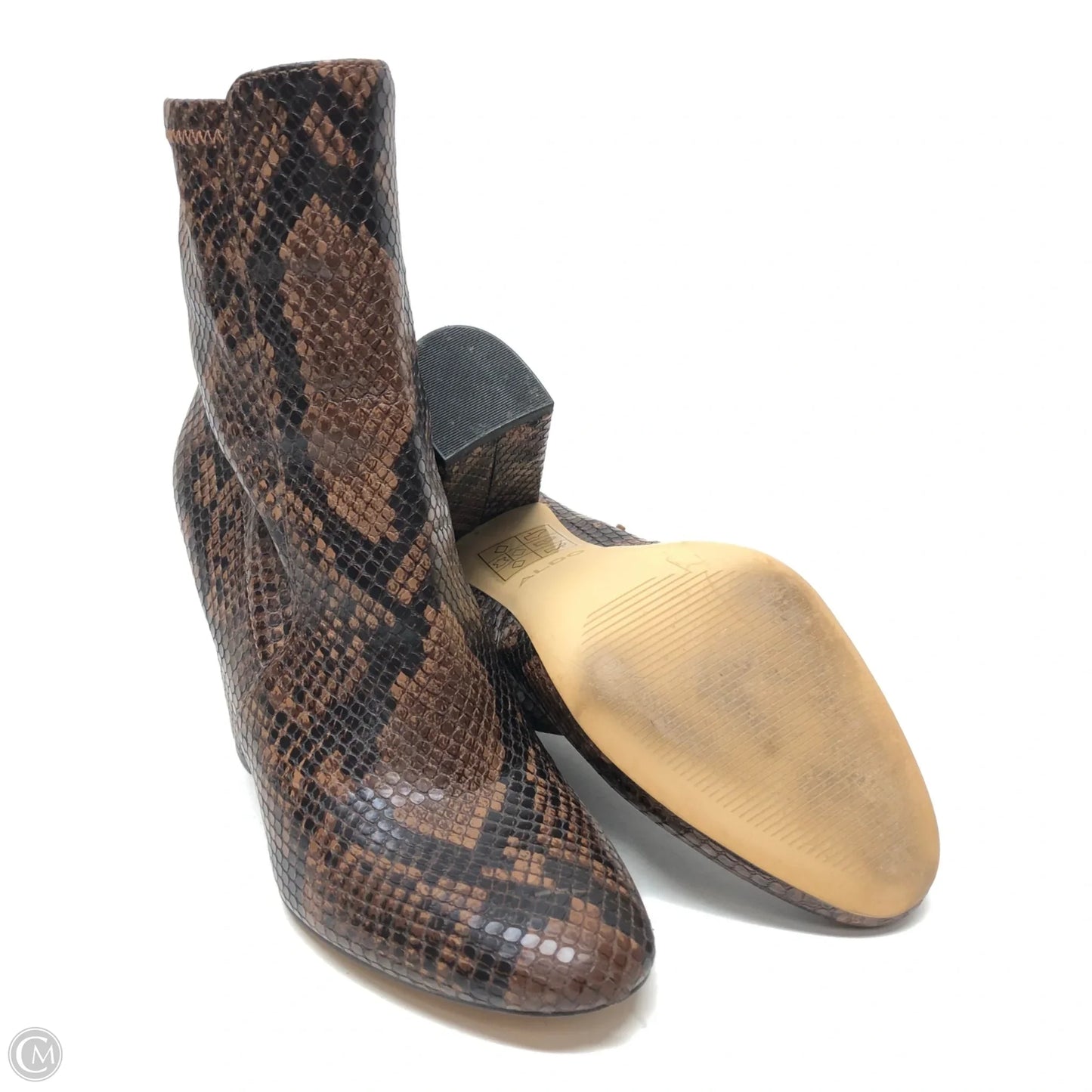 Boots Ankle Heels By Aldo In Brown, Size: 7
