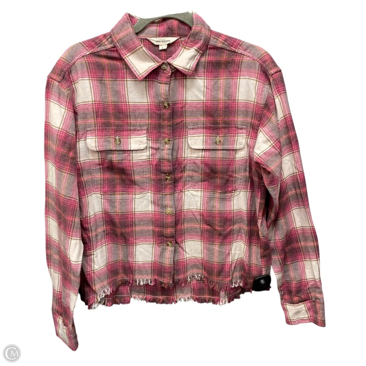 Top Long Sleeve By Lucky Brand In Pink & White, Size: S