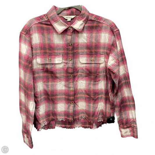 Top Long Sleeve By Lucky Brand In Pink & White, Size: S