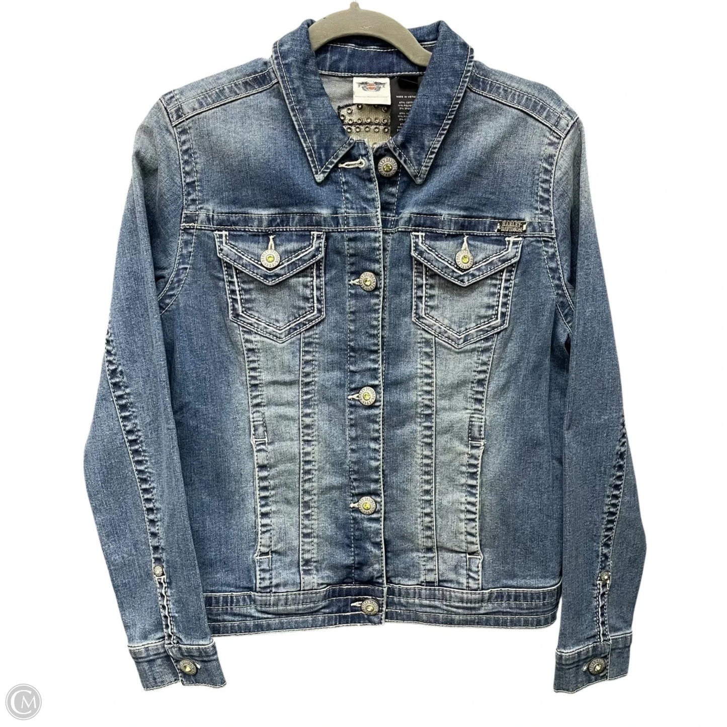Jacket Denim By Harley Davidson In Blue Denim, Size: M