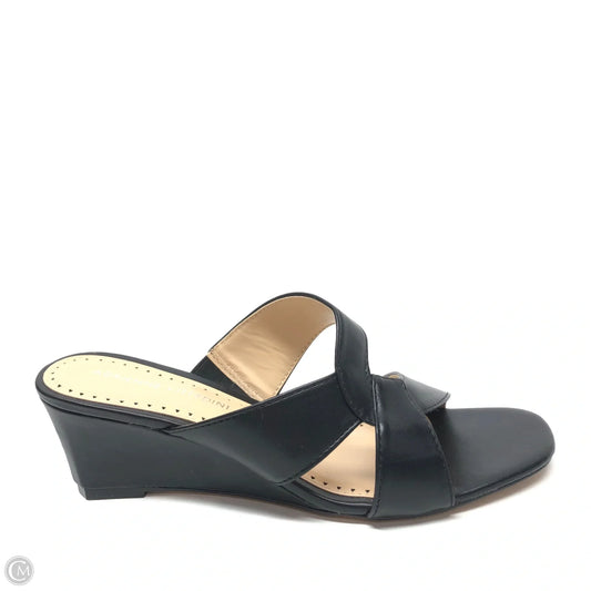 Sandals Heels Wedge By Adrienne Vittadini In Black, Size: 9