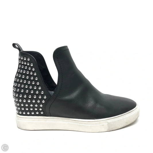 Shoes Heels Wedge By Steve Madden In Black & Silver, Size: 6