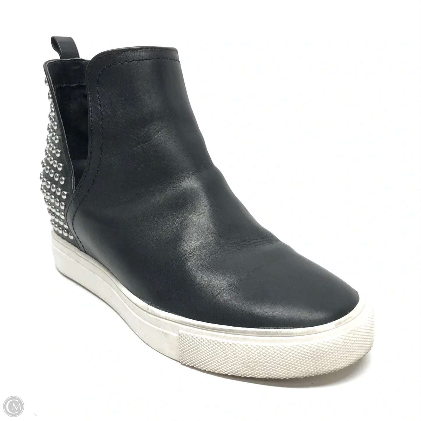 Shoes Heels Wedge By Steve Madden In Black & Silver, Size: 6
