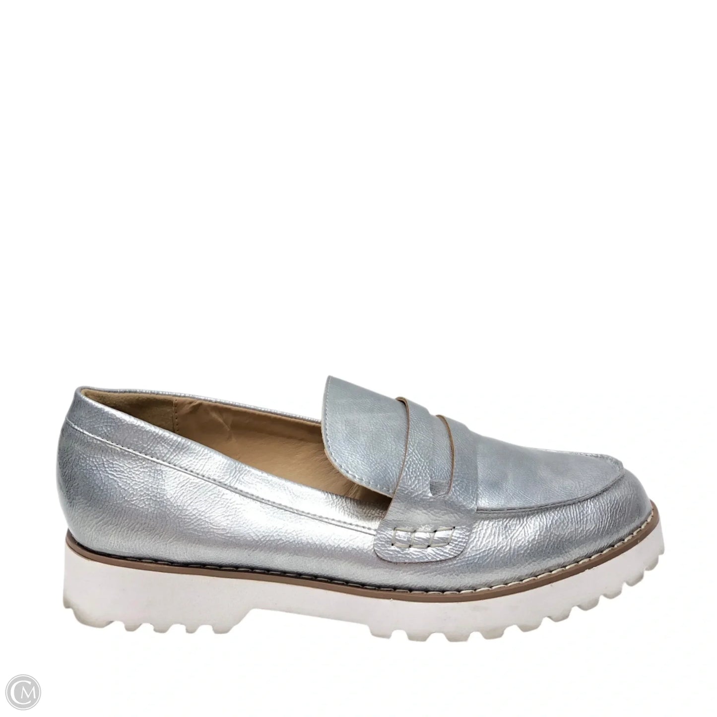 Shoes Flats By Cato In Silver, Size: 9