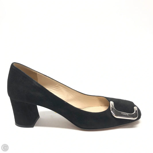 Shoes Luxury Designer By Prada In Black, Size: 5.5