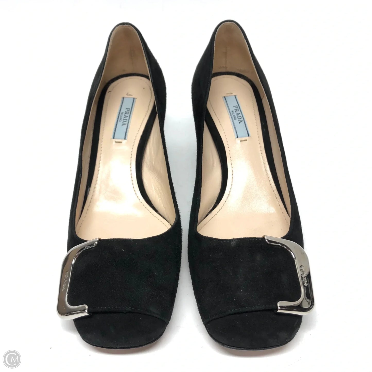 Shoes Luxury Designer By Prada In Black, Size: 5.5