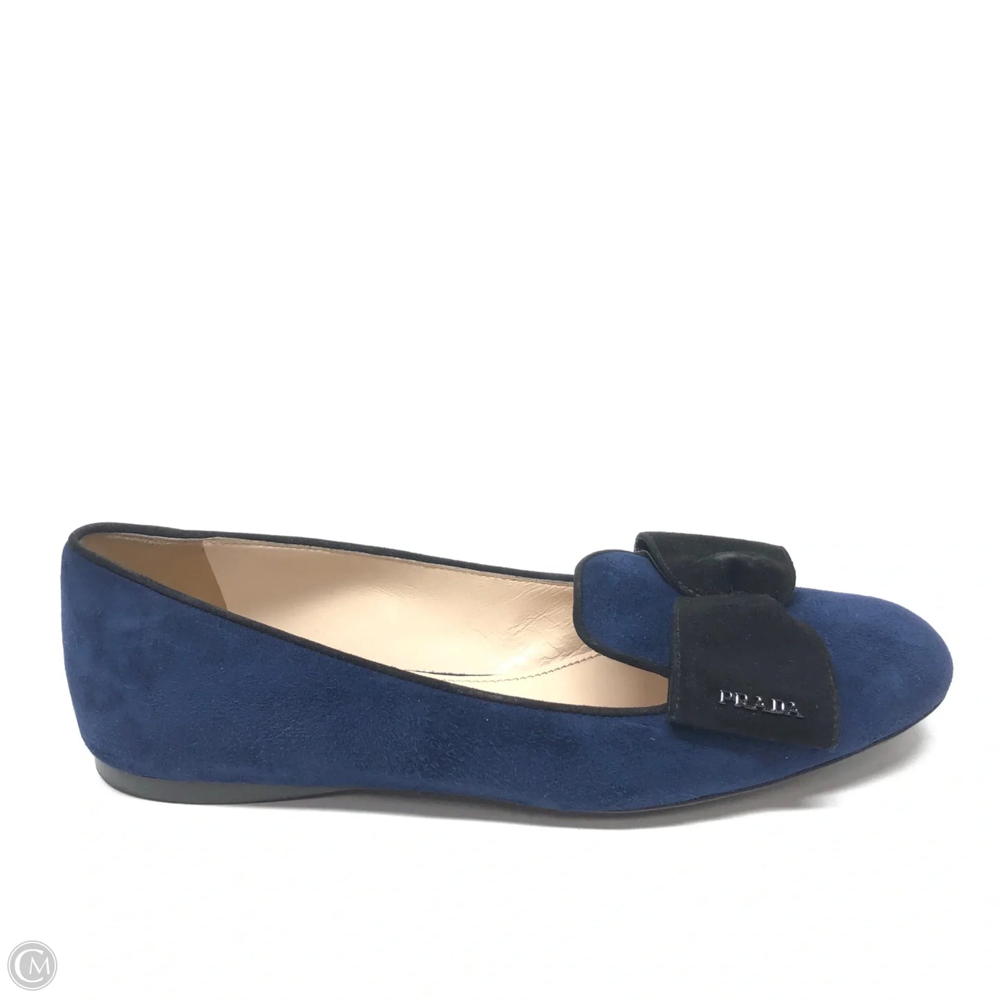 Shoes Luxury Designer By Prada In Black & Blue, Size: 5.5