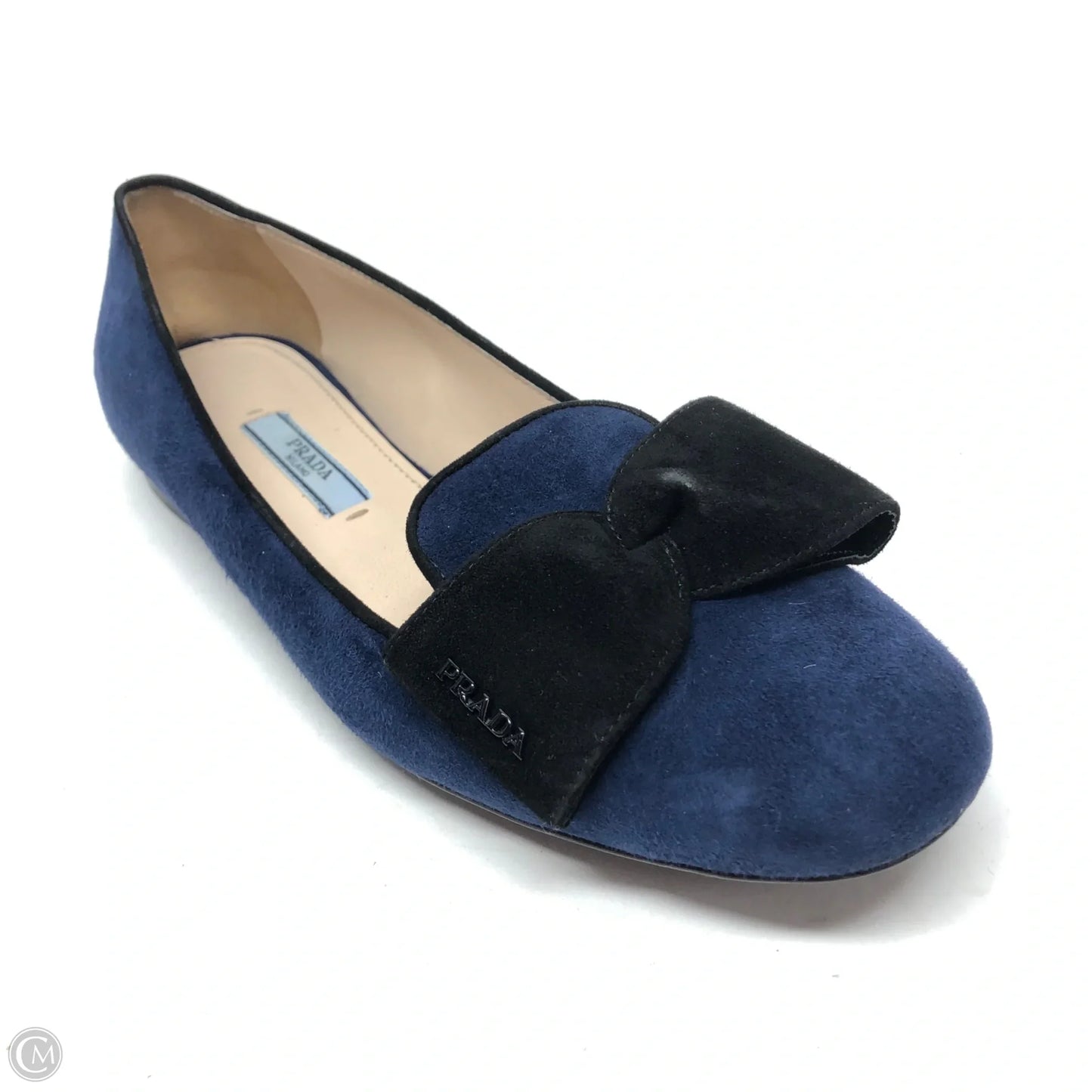 Shoes Luxury Designer By Prada In Black & Blue, Size: 5.5