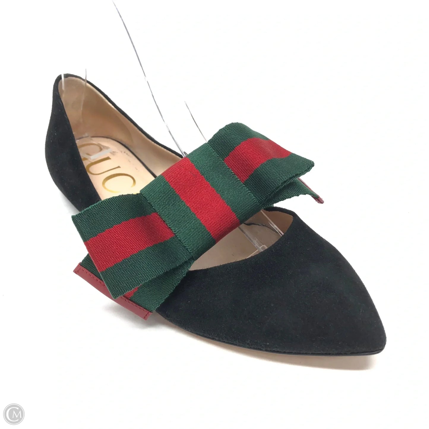 Shoes Luxury Designer By Gucci In Black & Red, Size: 6