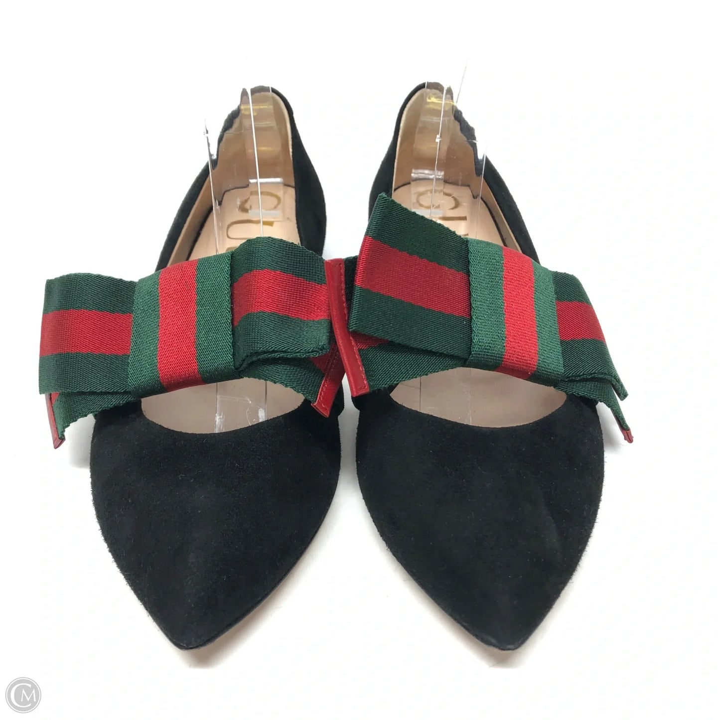 Shoes Luxury Designer By Gucci In Black & Red, Size: 6