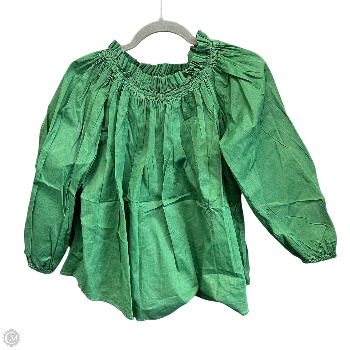 Top Long Sleeve By The Great. In Green, Size: 0