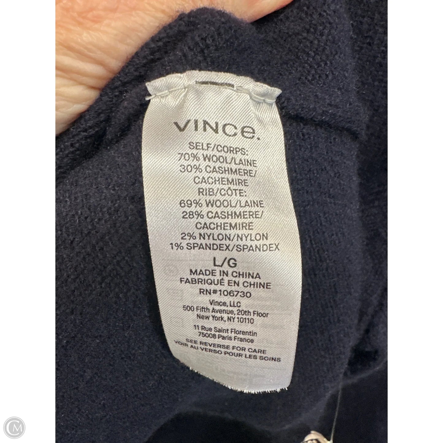 Sweater Cashmere By Vince In Navy, Size: L